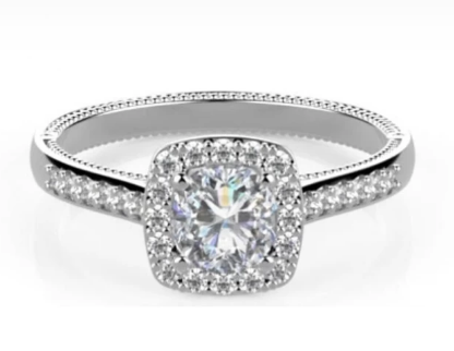 טבעת אירוסין זהב לבן עם יהלומים מרובעת 1.20 קראט בדיל לחתונה 123 מזל טוב